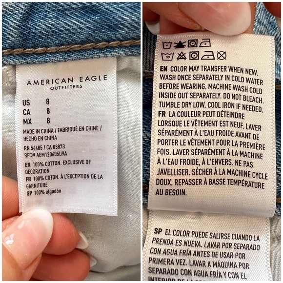 🏷️ SOLD • AMERICAN EAGLE • Denim Mom Shorts in Medium Destroy • 8 - Picture 11 of 13